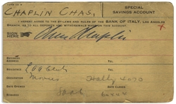 Charlie Chaplin Signed Bank Card